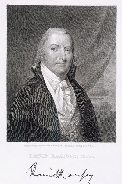 David Ramsay, grabado por James Barton Longacre (1794-1869) después de un dibujo del original por Charles Fraser (1782-1860) de Charles Willson Peale